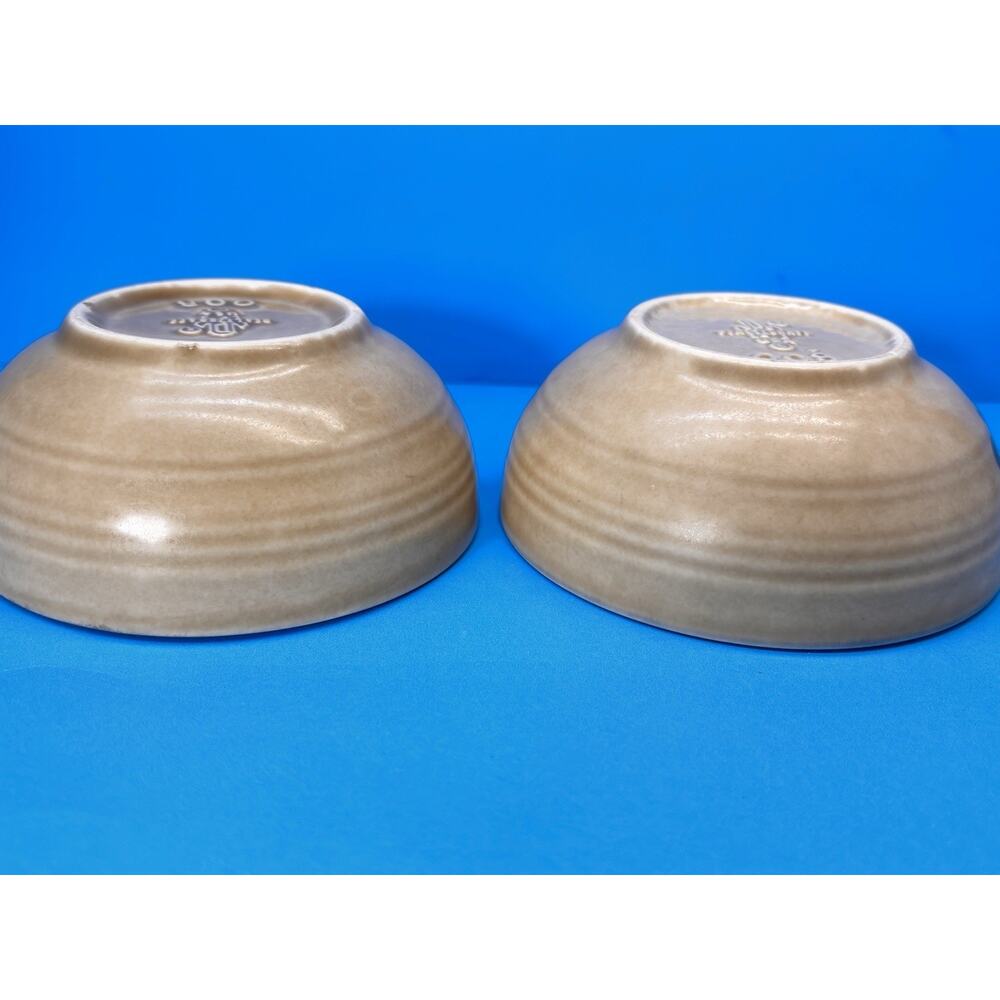 Vintage 2pc Pfaltzgraff Folkart SToneware Bowls 008 800 small Brown Blue Floral - Picture 3 of 16